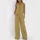 Women's Summer Waistcoat Suit, V-Neck Sleeveless Top and Loose Straight Trousers, Multi Colours