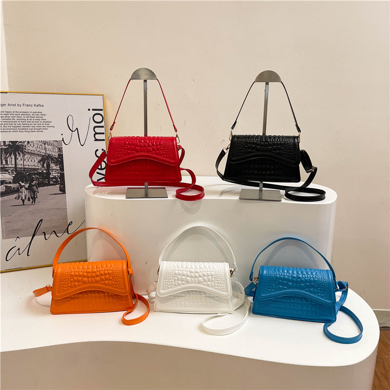 Crocodile Print One Shoulder Crossbody Bag, Candy Colours