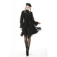 Dark in Love Melisandre Embroidered Velvet Mesh Goth Skirt in Black