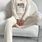 'Nope Not Today' Casual Sunken Stripe Knitted Women's Lounge Set