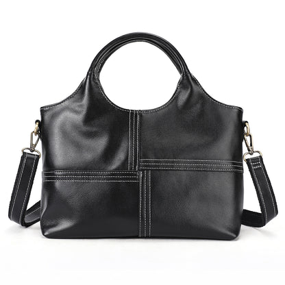Vireous First Layer Cowhide Handbag, Real Leather Medium-Capacity Crossbody Bag