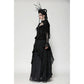 Dark in Love Fleur Gothic Rose-Embossed Velvet Long-Sleeve Top