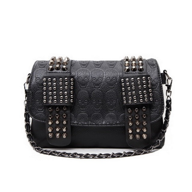 Riveted Skull Design Women's Shoulder Bag