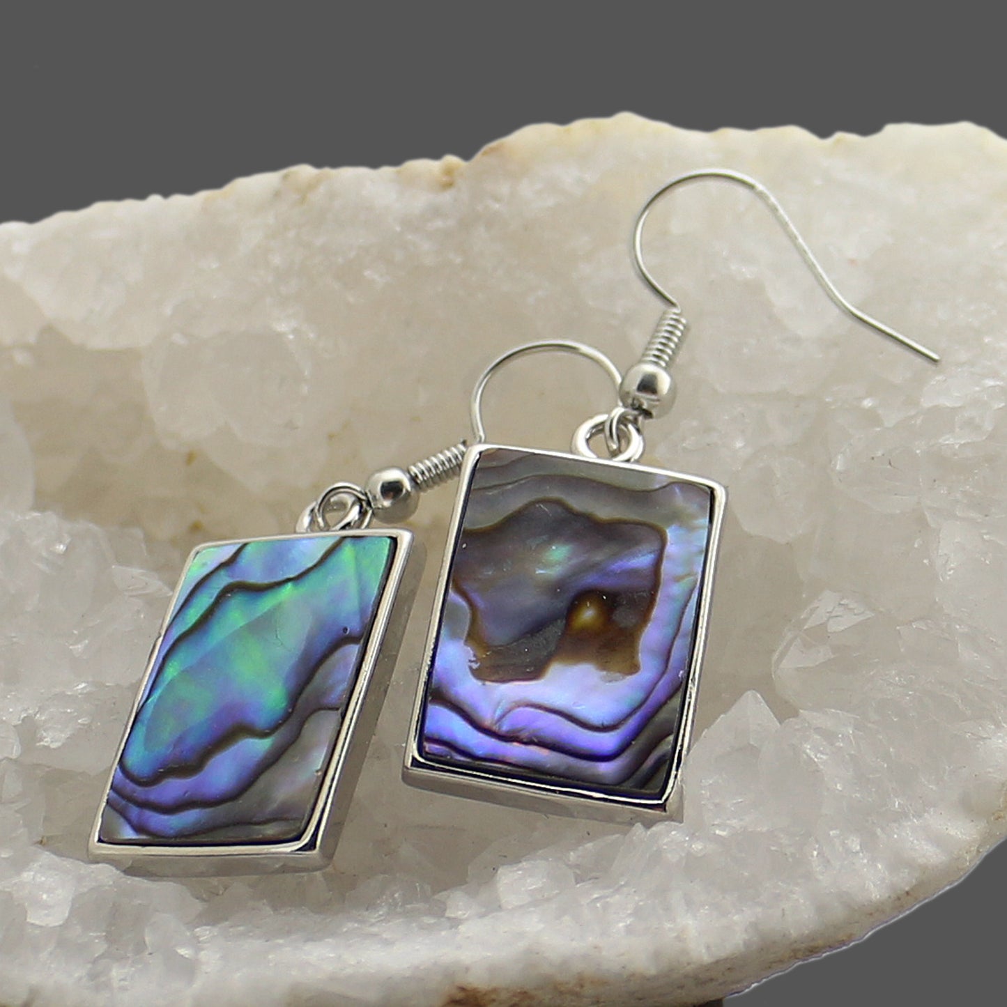 Natural Abalone Colourful Shell Rectangular Earrings