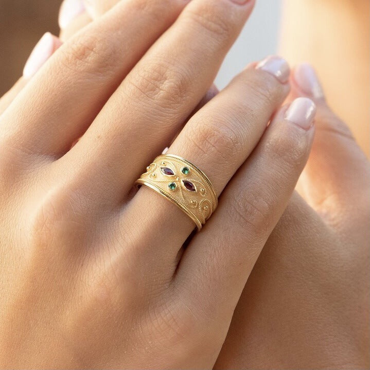 Zirconia Inlaid Universal Ring, 18K Gold Plated