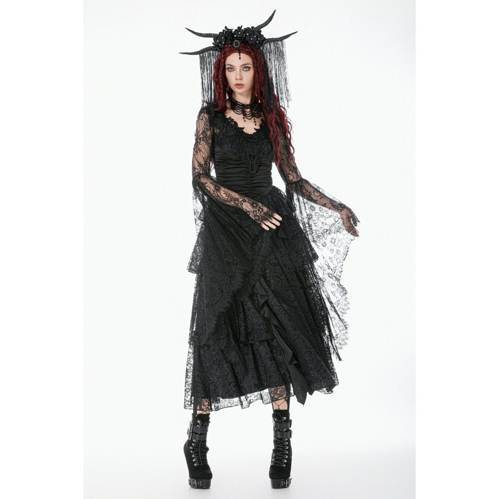 Dark In Love Gothic Lace Bell-Sleeve Cape