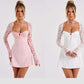 Fashion Corset Dress, Lace Long-Sleeve Cocktail Dress