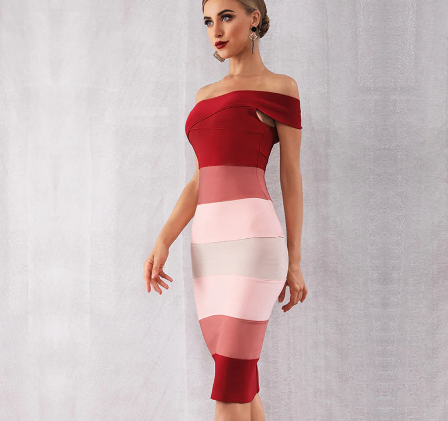 Vireous Bold Red Strap Dress, Sexy Bandage Dress