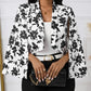 Women's Elegant Cropped Party Jacket with Slit Sleeves