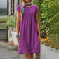 Vireous U-Neck Short Sleeve Minimalist Dress, Multi Colours