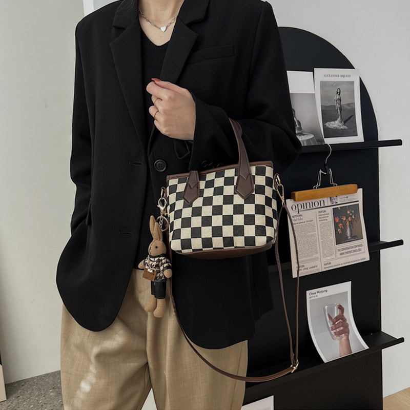 Houndstooth or Checkerboard Fashion Plaid Shoulder Handbag