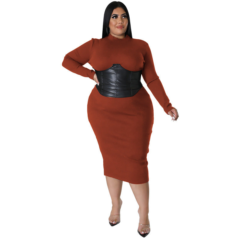 Plus Size Women's Zipper Hit Dress, Spring and Autumn Collection