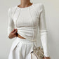 Slim Long-Sleeve Womens Split Thread Women's Casual Top