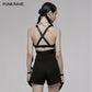 Punk Rave Nyx Elastic Cross-Strap Crop Top in Black