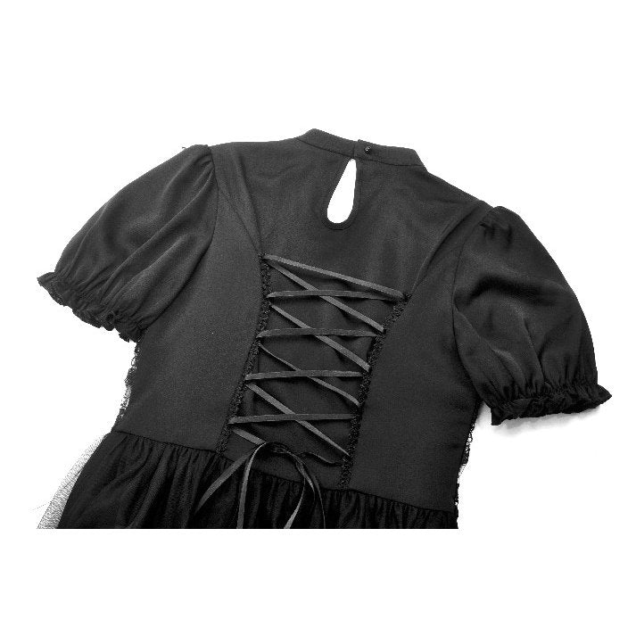Dark in Love Ebon Rose High-Low Mesh and Lace Goth Dress