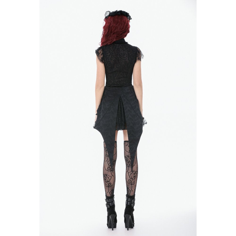 Dark in Love Thornspell Gothic Layered Lace Overskirt in Black