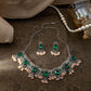 Vintage Emerald Earrings, Ethnic Style, Square Tassel Bead Pendant Jewellery Set