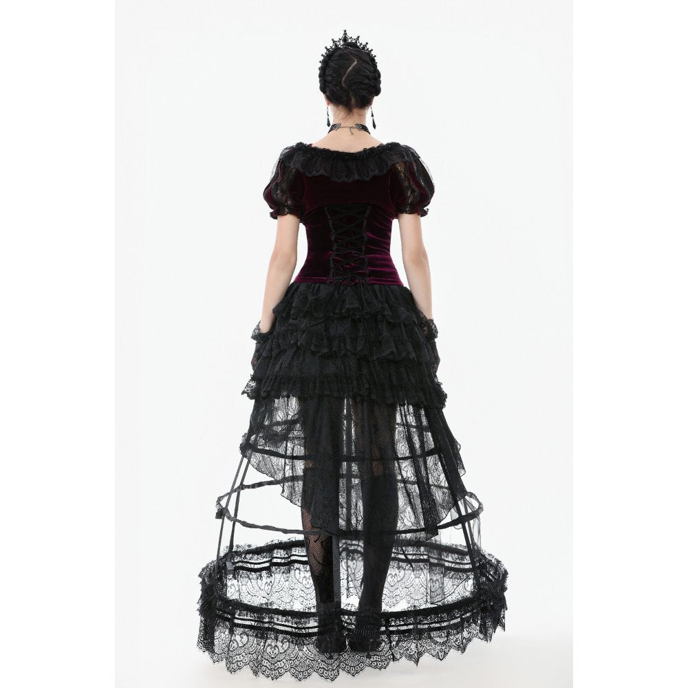 Dark in Love Isolde Velvet and Lace Puff Sleeve Bolero
