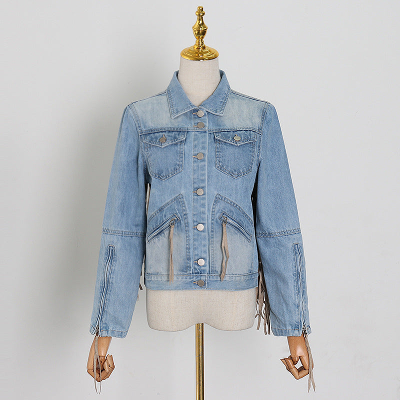 Women's Punk Fashion Fringed Denim Jacket