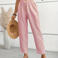 Women's Slim-Fit Buttoned Straight Loose Checker Weave Trousers