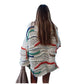 Women's Colour Matching Round Neck Tassel Sweater