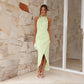 Halter Split Long Dress, Summer Slim Fit Backless Dress