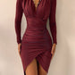 Tailored Chain Print Ruched-Waist Slim Dress