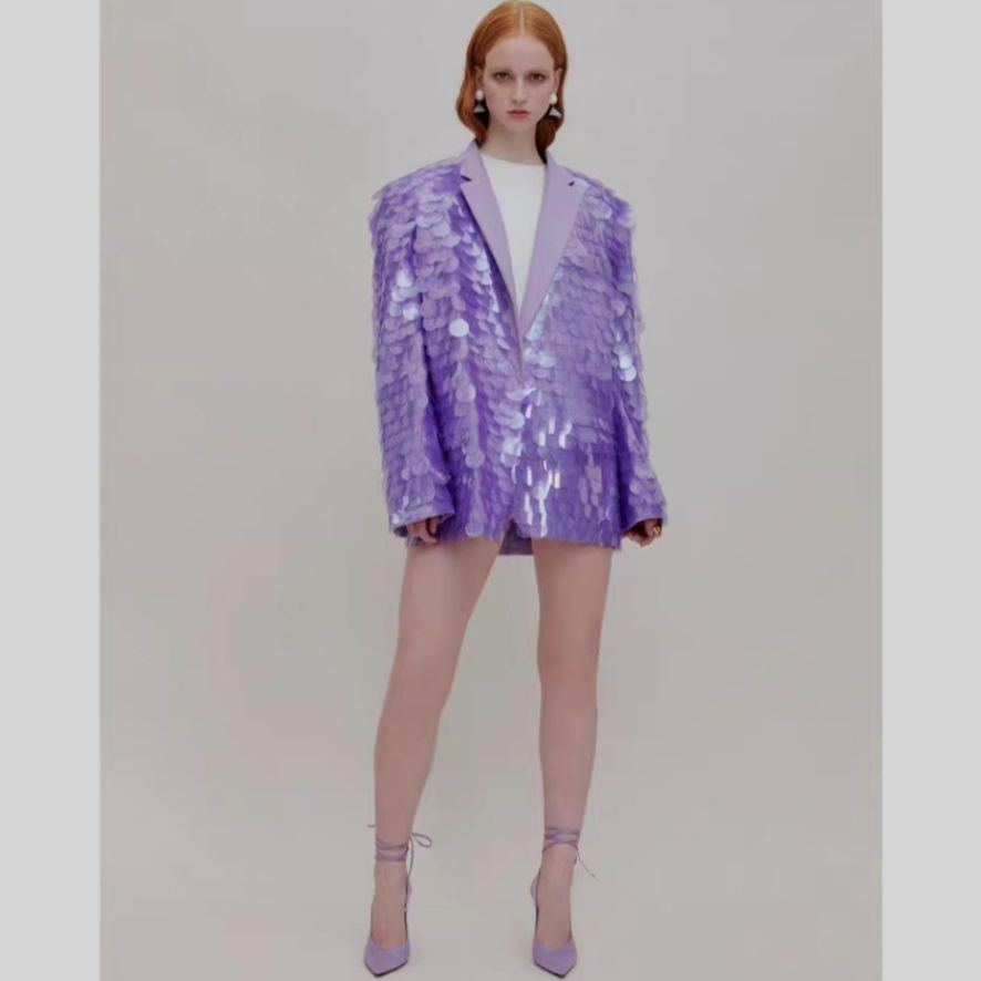 Loose Petal Sequins Women's Fashion Tuxedo, Glam Eveningwear