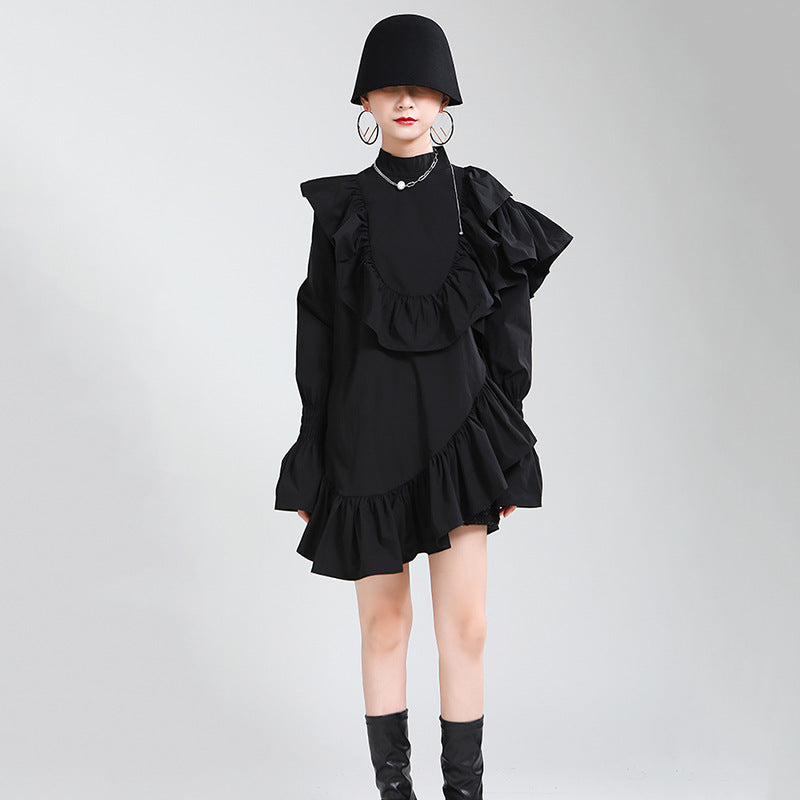 Lightweight Asymmetrical Fashion Ruffle Dress