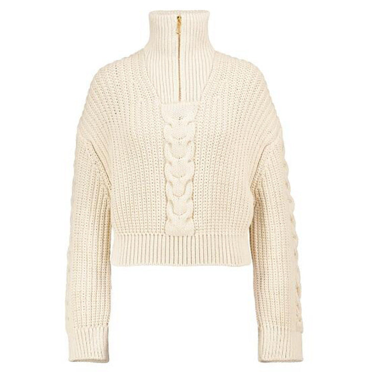 Women's High Neck Cropped Top Rib Knit Sweater