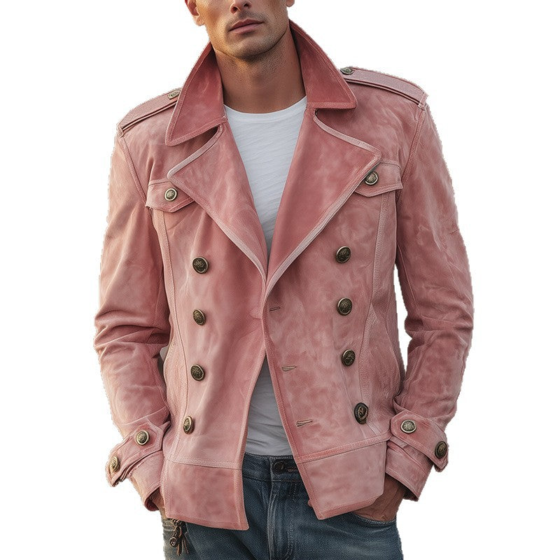 Vireous Men's Double-Breasted Casual Jacket, Multicolours