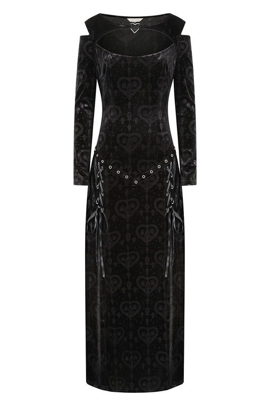 Banned Amara Gothic Burnout Velvet Long Dress