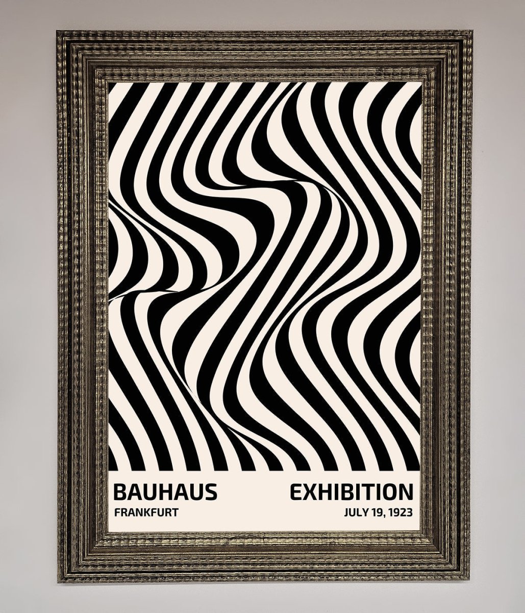 Bauhaus Wavy Black Lines Framed Poster