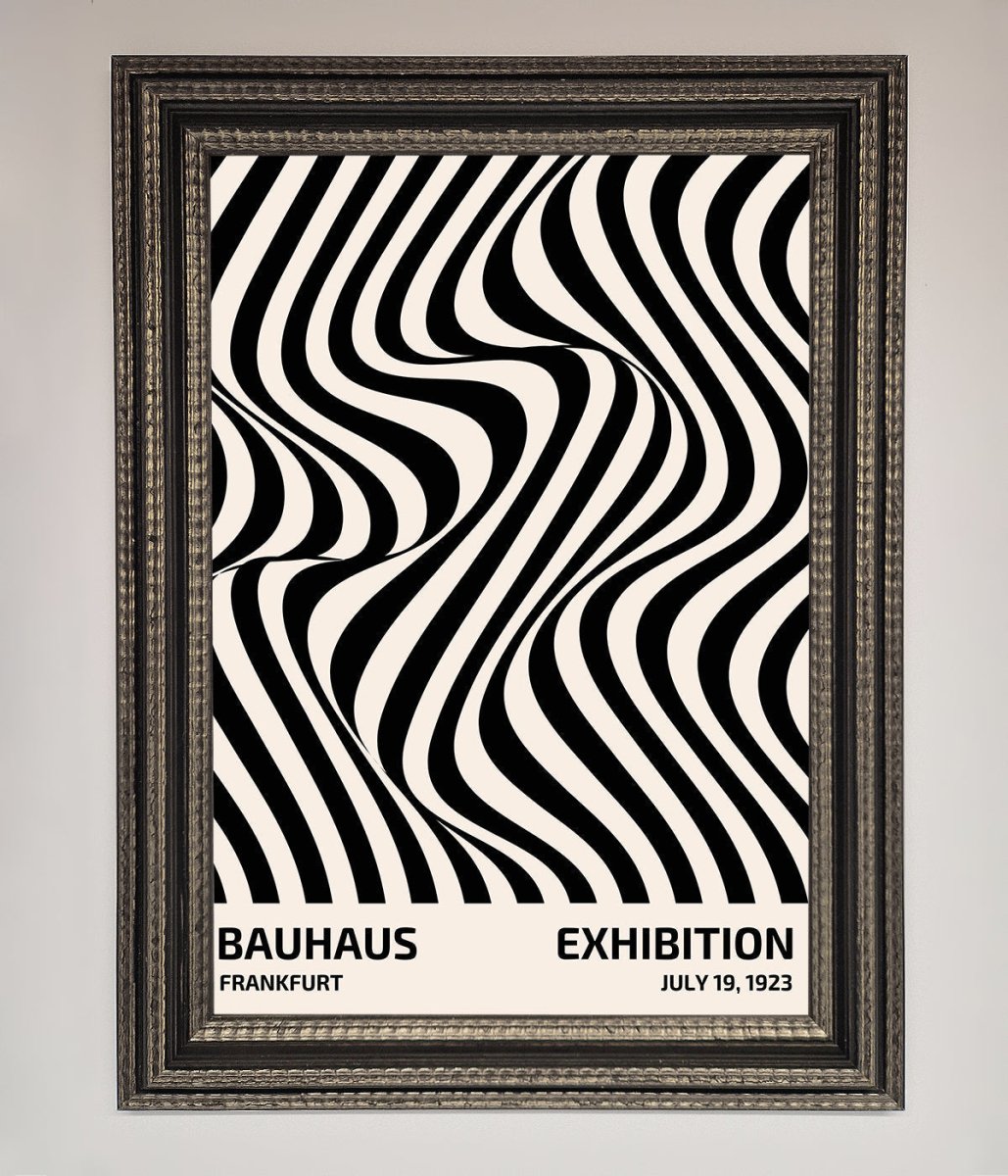 Bauhaus Wavy Black Lines Framed Poster