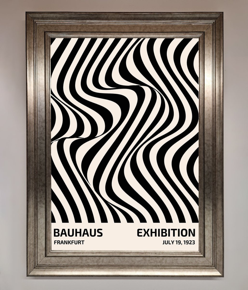 Bauhaus Wavy Black Lines Framed Poster