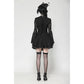 Dark in Love Luca Black Hollow Lace Gemstone-Button Adjustable Waist Dress