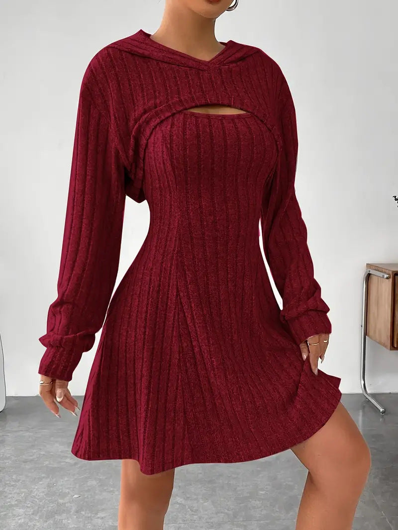 Vireous Two-Piece Dress, New Season Hooded Shawl Dress