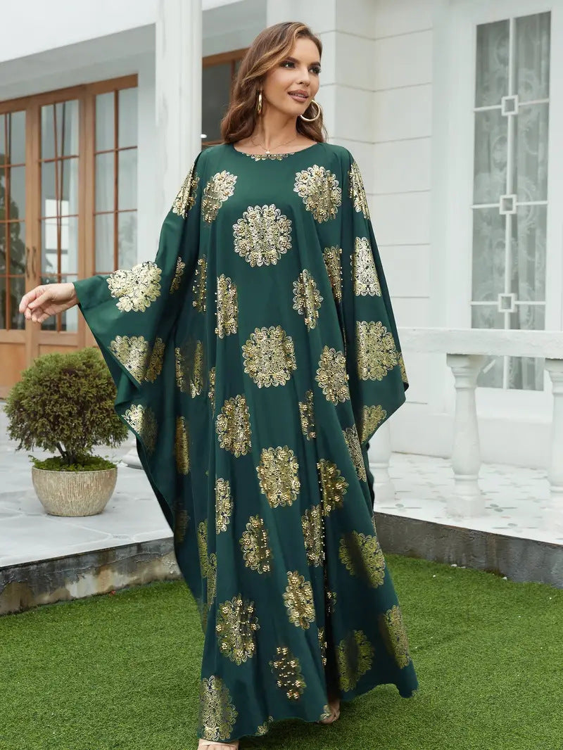 Middle East-Style Batwing Sleeve Women's Robe Dress