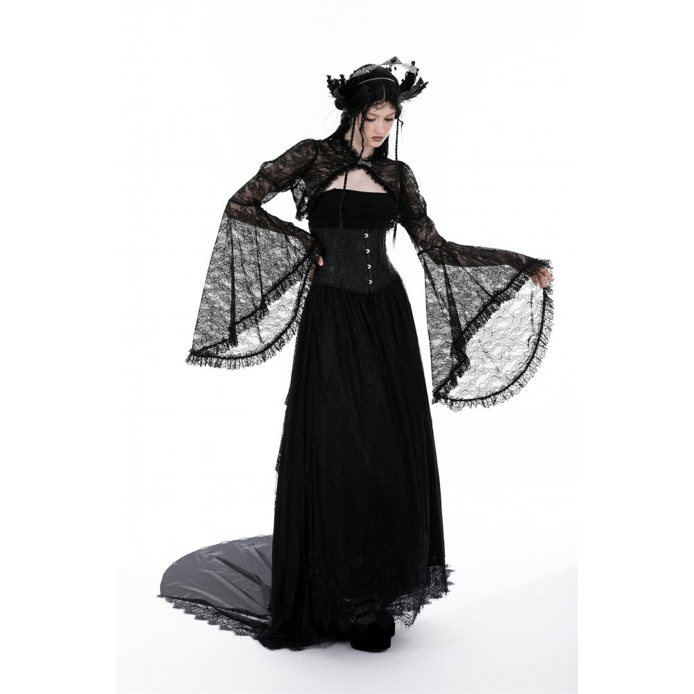 Dark in Love Belladonna Lace-Bell Sleeve Goth Shrug