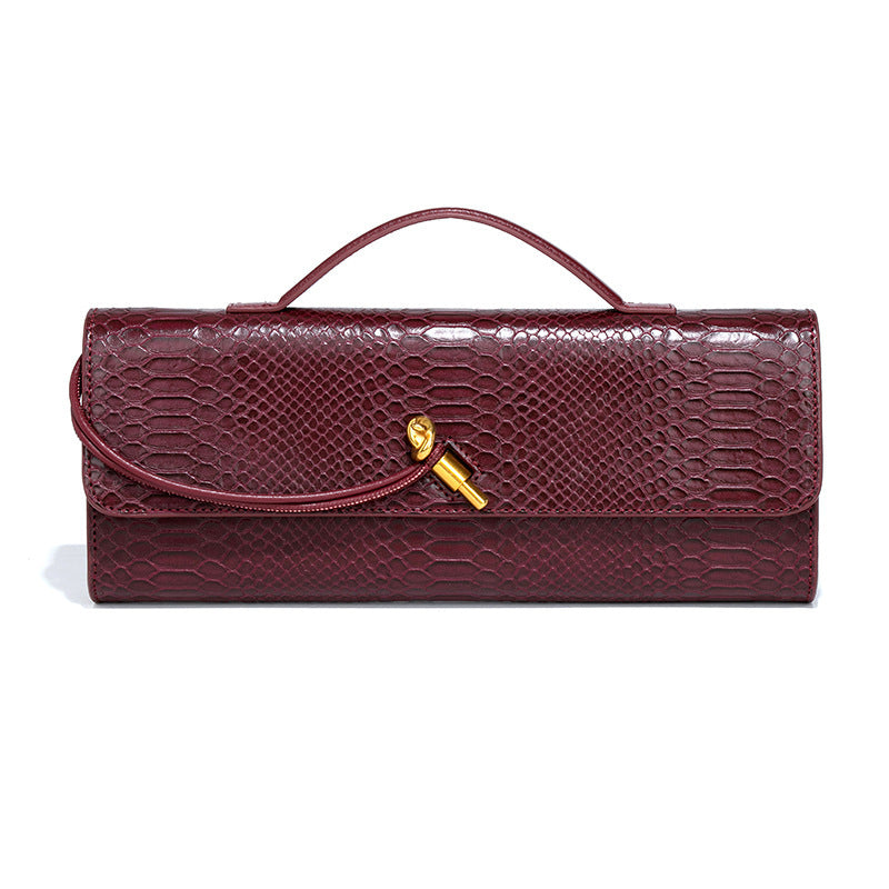 Leather American Retro Hand-Held Dinner Bag Baguette Clutch