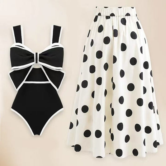 Women's One-Piece Classic Swimsuit with Matching Cover Up Skirt