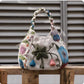 Soft Embroidery Woven Small Tote Handbag