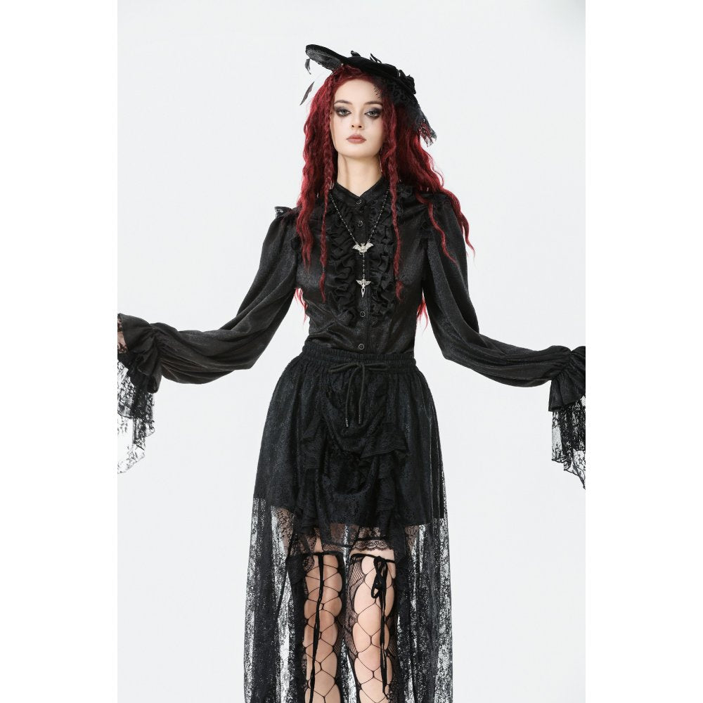 Dark in Love Sabina High-Low Sheer Lace Skirt in Black