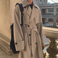 Trench Coat, Men's Mid-Length Loose Overknee British Double-Breasted Coat