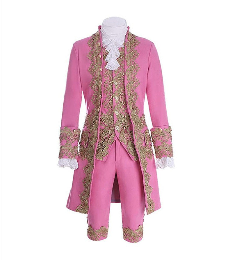 Men's Regency Stage Play Costume, Aristocrat Retro European, Embroidery Lace