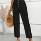 Women's Slim-Fit Buttoned Straight Loose Checker Weave Trousers