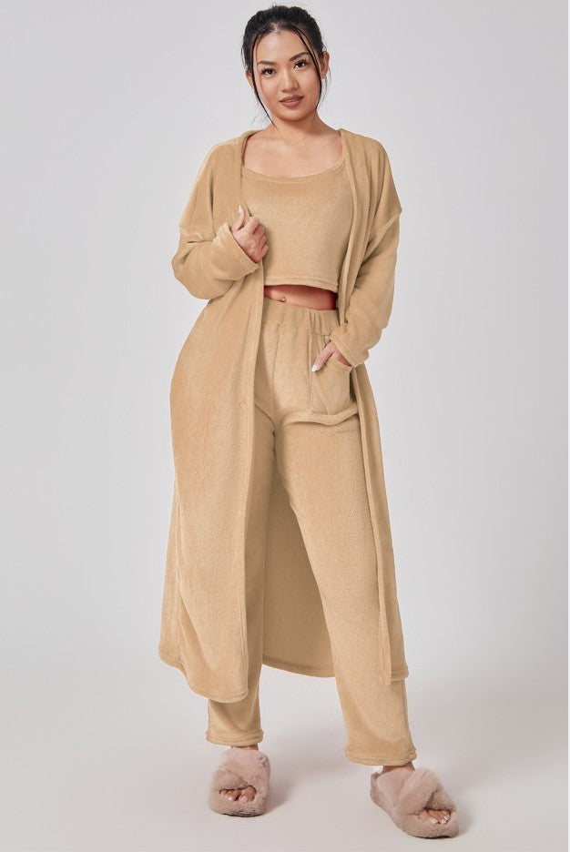 Women's Cozy Pyjama Set, Three-Piece Lounge Set