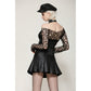 Dark in Love Darcy Black Distressed Net Women's Top