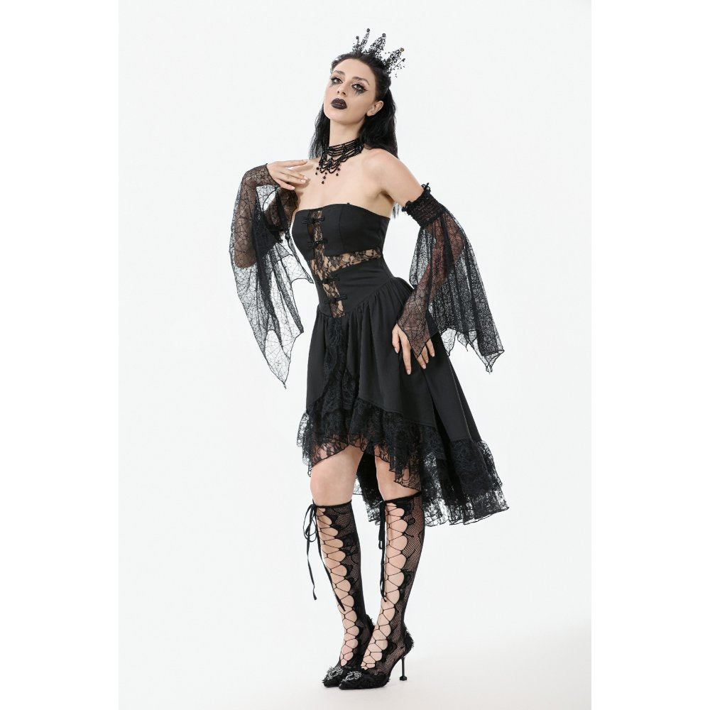 Dark in Love Seraphine Black Lace Ruffle Arm Warmer Sleeves