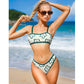 Abstract Floral Print, Fresh Bikini Split Swimwear